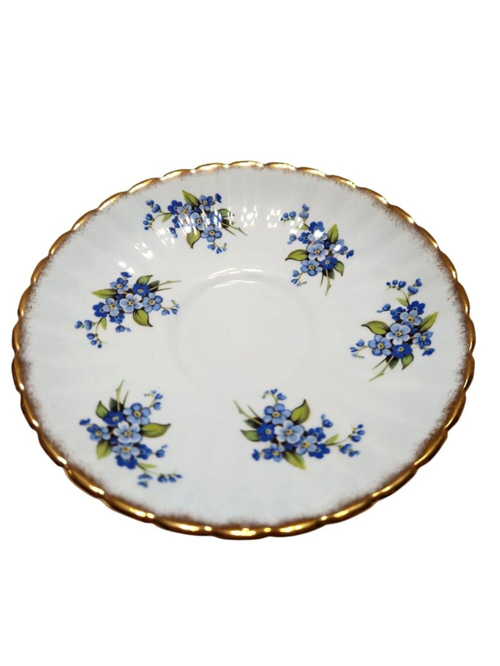 Gladstone Staffordshire England Fine Bone China Saucer Blue Floral Vintage